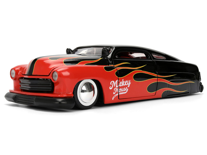 1951 Mercury Coupe Black with Flame Graphics and Red Interior and