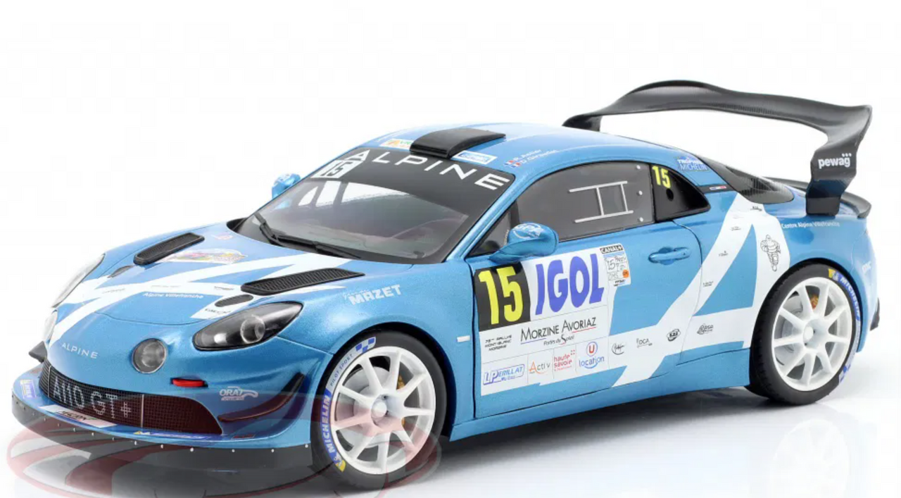 1/18 Solido 2024 Alpine A110 RGT #15 R.Astier, D.Giraudet Rallye Du Mont Blanc Diecast Car Model