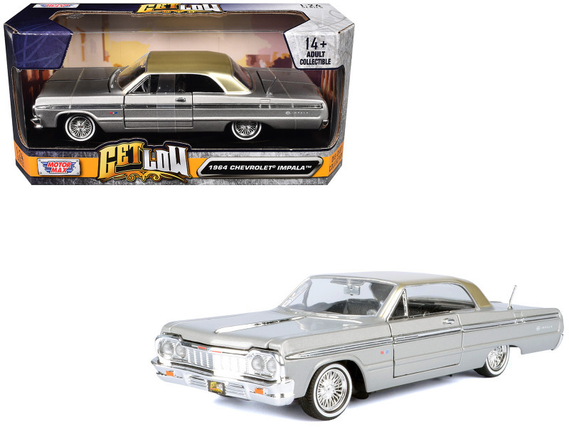 1964 Chevrolet Impala Lowrider Hard Top Silver Metallic with Gold