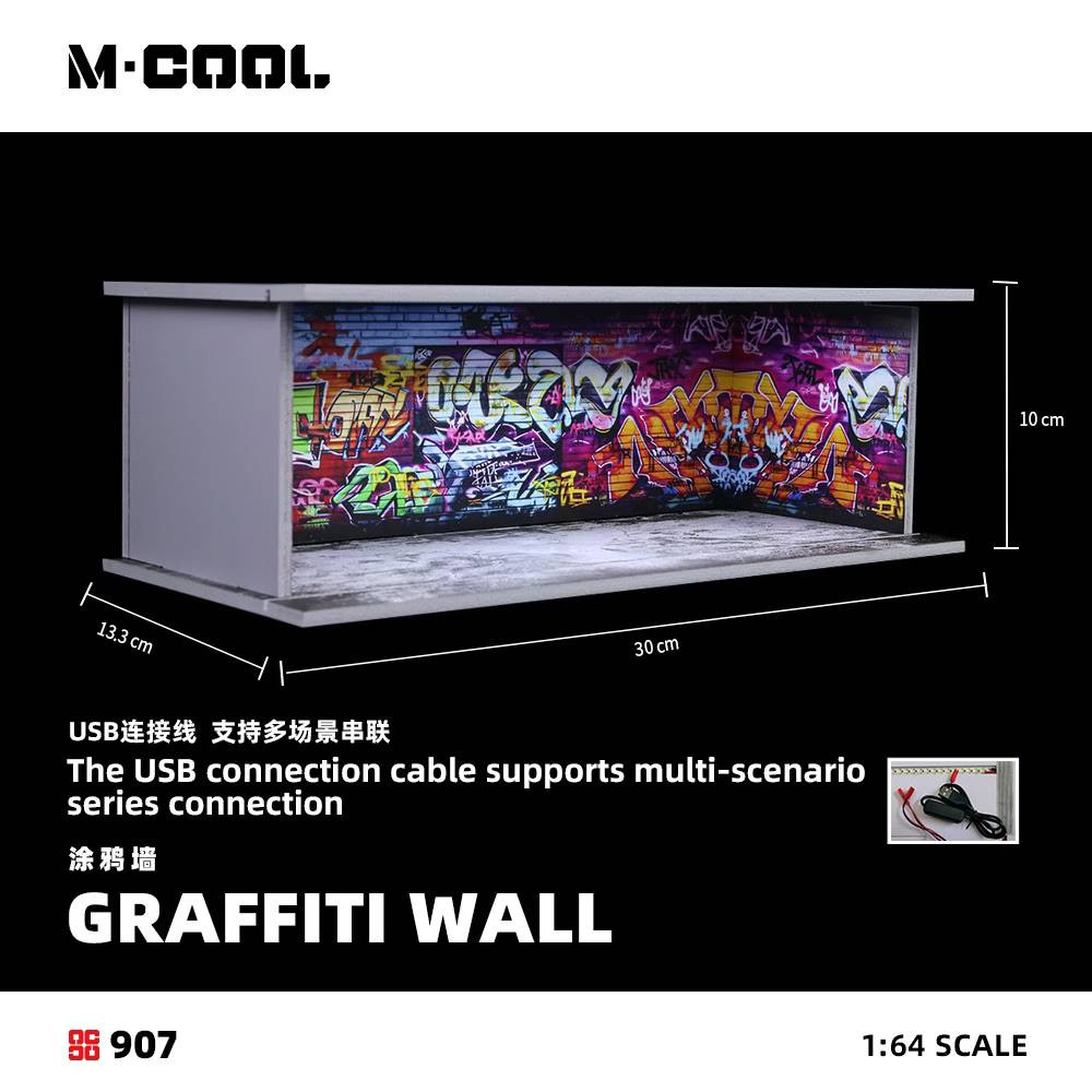 1/64 M-Cool 6-Car Garage Graffiti Wall Diorama with Lights