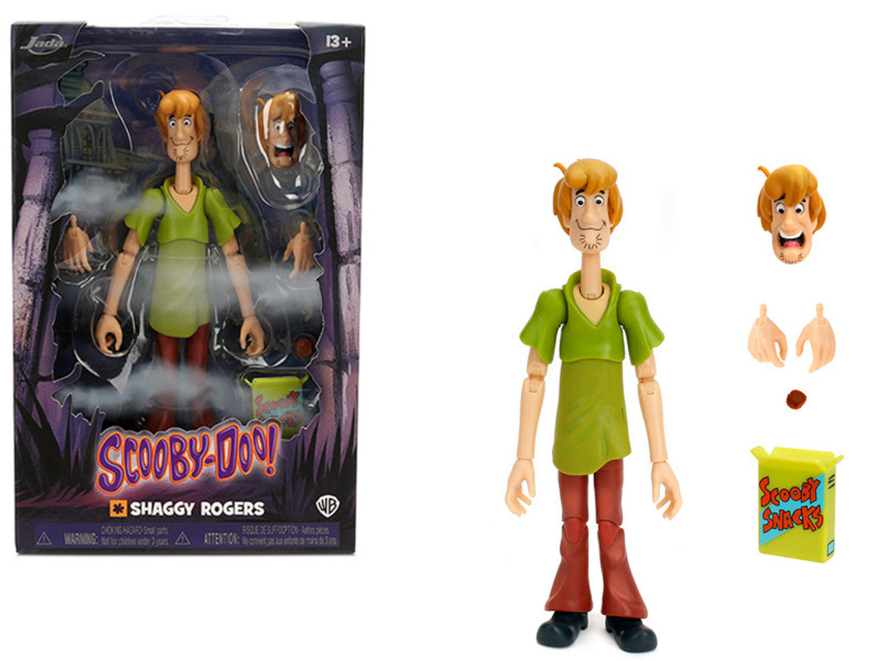 Shaggy Rogers 6.5" Moveable Figure with Accessories and Alternate Head and Hands "Scooby-Doo!" Franchise Model by Jada Shaggy Rogers 6.5" Moveable Figure with Accessories and Alternate Head and Hands "Scooby-Doo!" Franchise Model by Jada