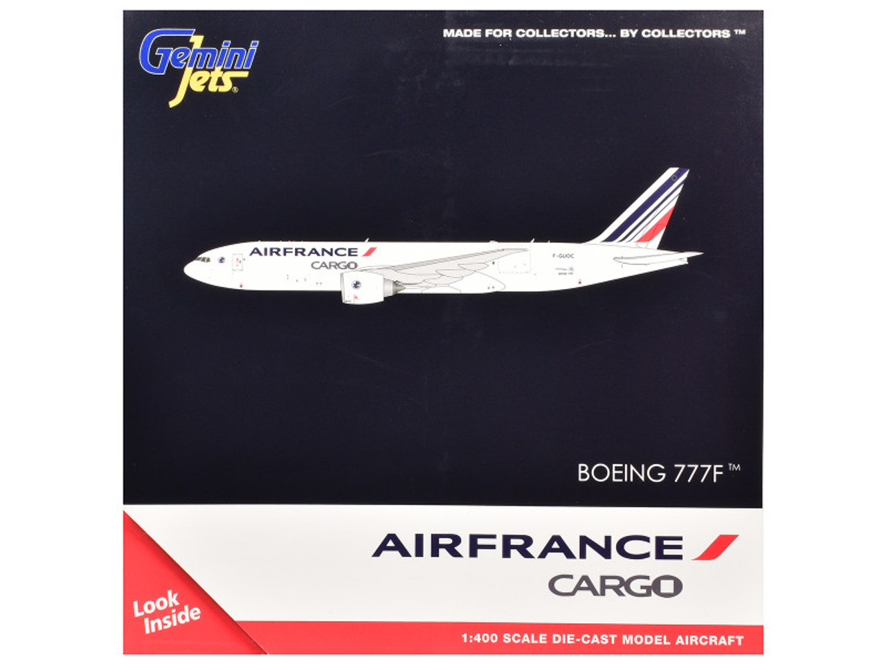 Boeing 777F Commercial Aircraft "Air France Cargo" (F-GUOC) White with Red and Blue Striped Tail 1/400 Diecast Model Airplane by GeminiJets