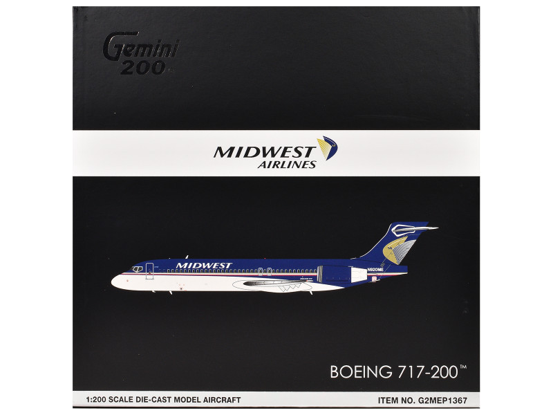 Boeing 717-200 Commercial Aircraft "Midwest Airlines" (N920ME) Blue and White "Gemini 200" Series 1/200 Diecast Model Airplane by GeminiJets