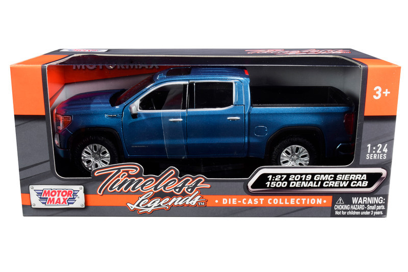 2019 GMC Sierra 1500 Denali Crew Cab Pickup Truck Blue Metallic 1/24-1/27 Diecast Model Car by Motormax
