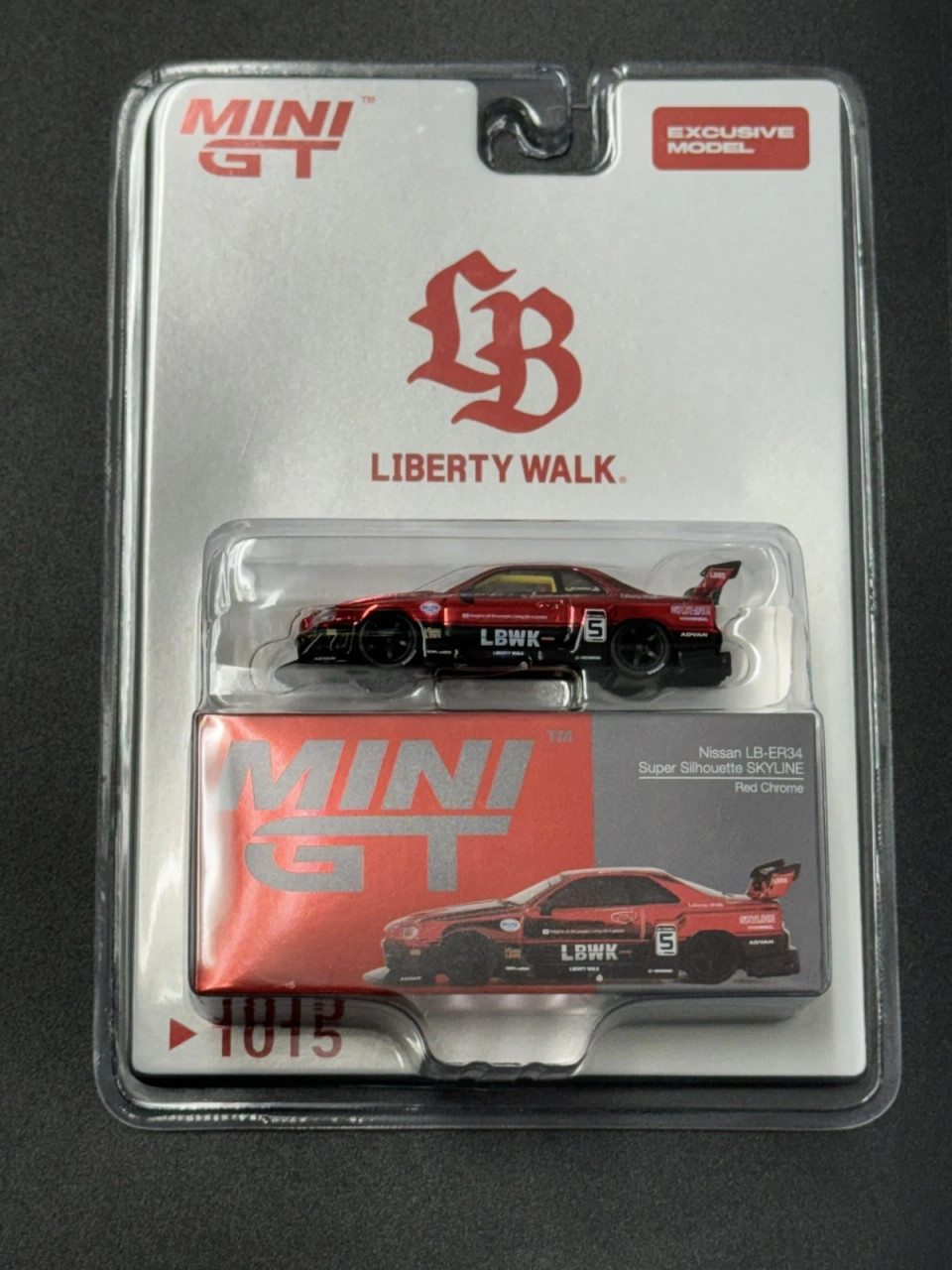 1/64 Mini GT Nissan LB-ER34 Super Silhouette Skyline (Red Chrome