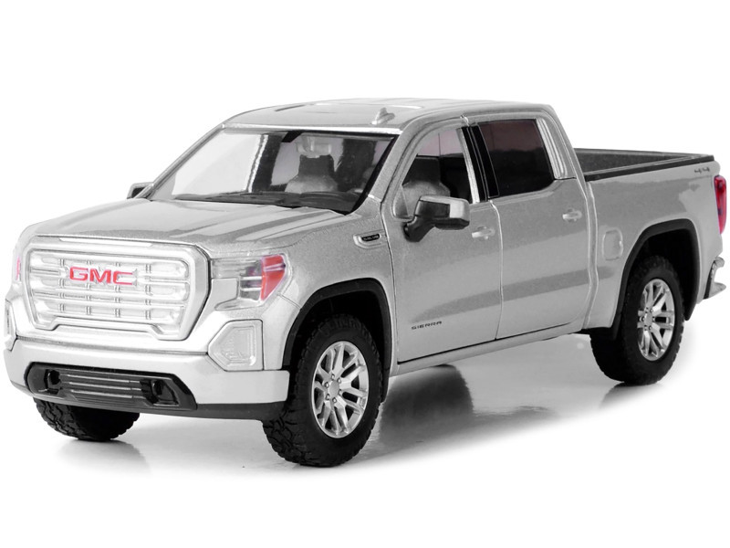 2019 GMC Sierra 1500 SLT Crew Cab Pickup Truck Silver Metallic 1/24-1/27 Diecast Model Car by Motormax