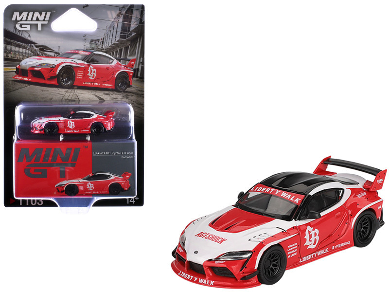 1/64 Mini GT Toyota GR Supra LB★WORKS (Red & White) Diecast Car Model
