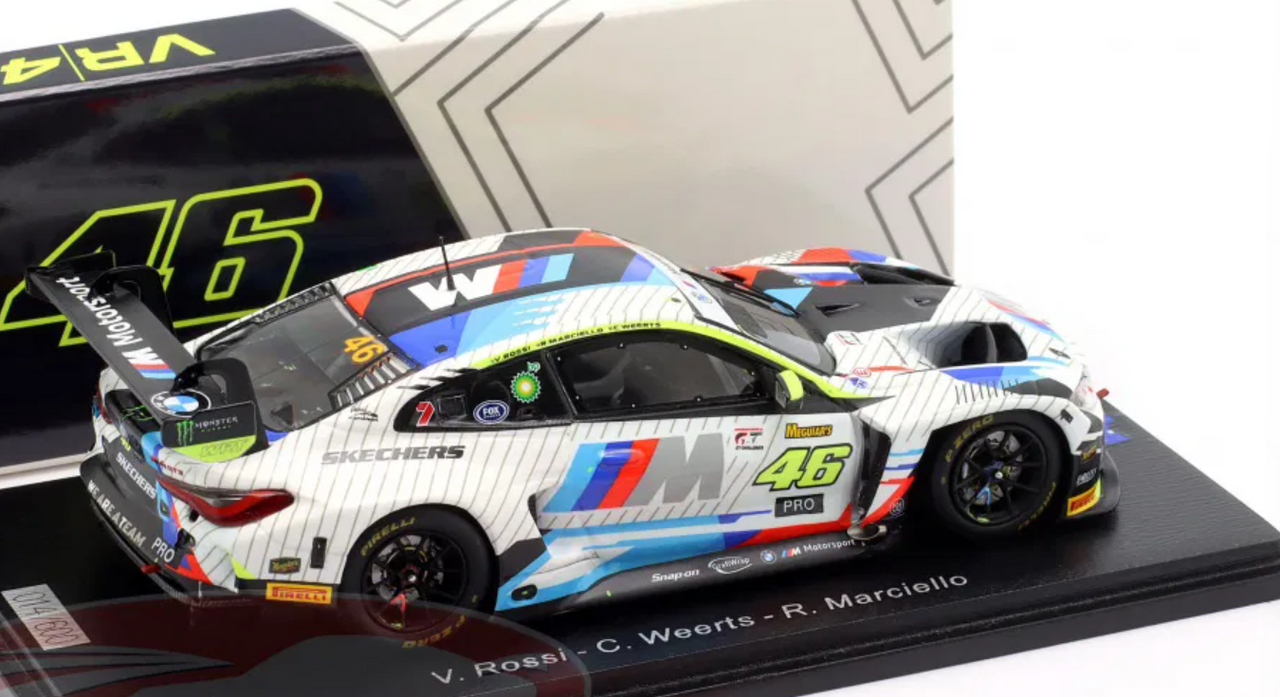 1/43 Spark BMW M4 GT3 No.46 Team WRT 2nd Bathurst 12H 2025 V. Rossi - C. Weerts - R. Marciello Car Model