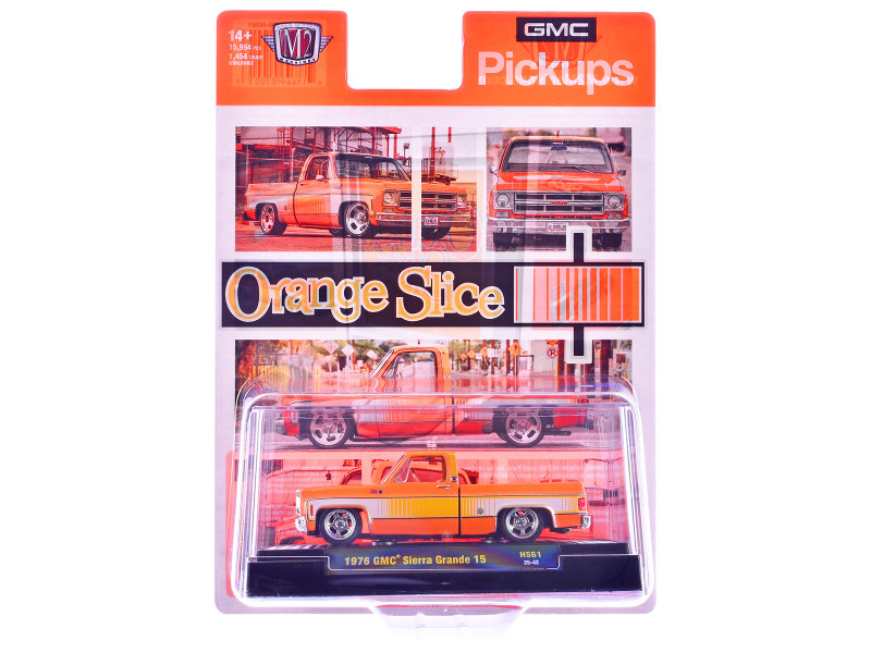 1/64 M2 Machines 1976 GMC Sierra Grande (Orange Slice) Diecast Car