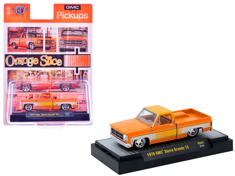1/64 M2 Machines 1976 GMC Sierra Grande (Orange Slice) Diecast Car