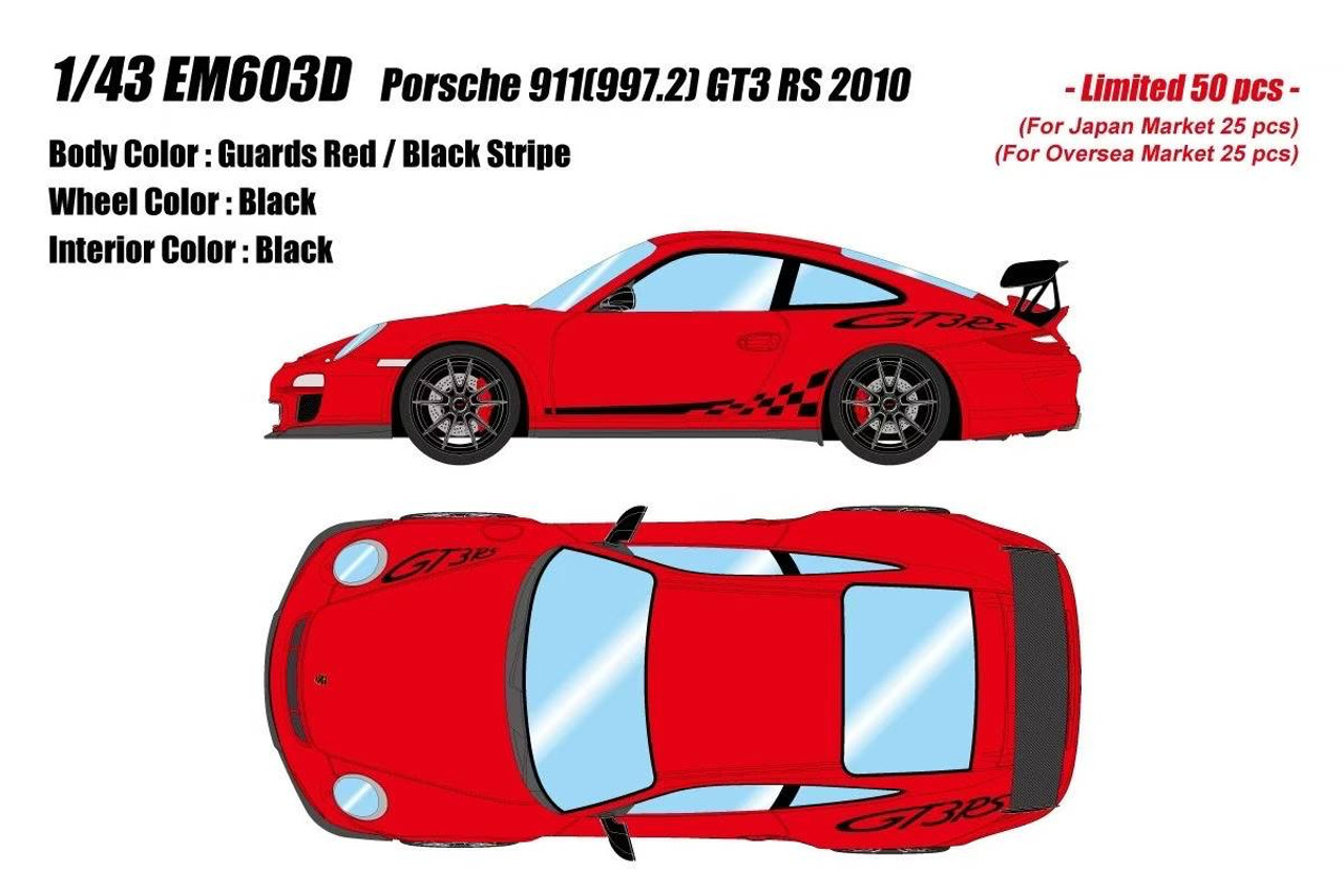 1/43 Makeup 2010 Porsche 911 (997.2) GT3 RS (Guards Red with Black Stripe) Car Model