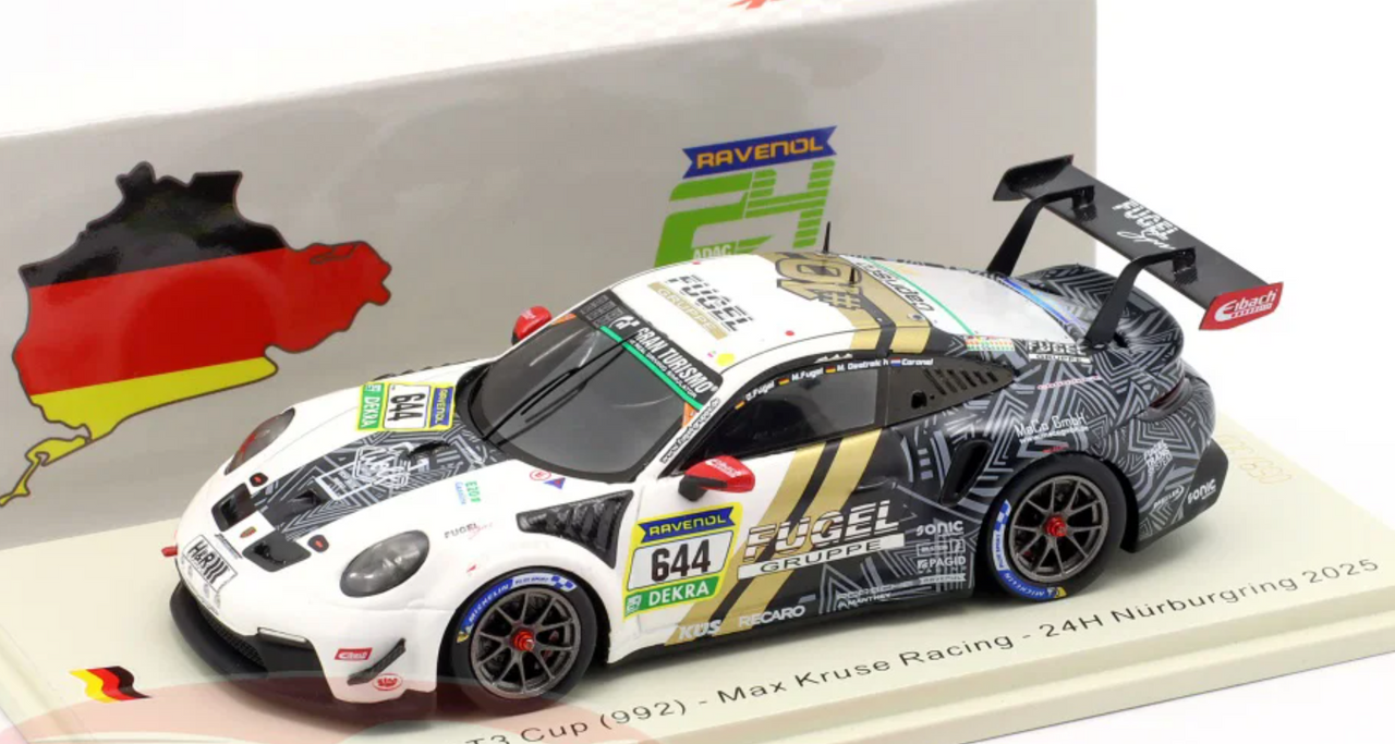 1/43 Spark Porsche 911 GT3 Cup (992) No.644 Max Kruse Racing 24H Nürburgring 2025 D. Fugel - M. Fugel - M. Oestreich - T. Coronel Car Model