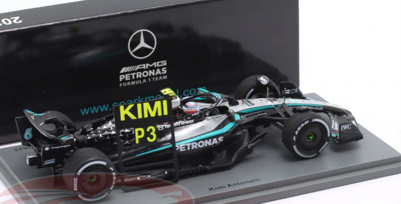 1/43 Spark Mercedes W16 No.12 Mercedes-AMG PETRONAS Formula One Team 3rd Canadian GP 2025 Kimi Antonelli Car Model