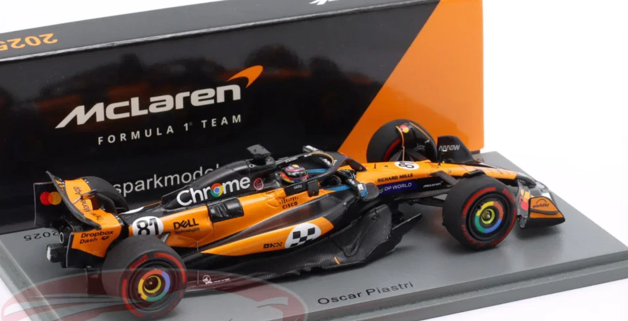 1/43 Spark McLaren MCL39 No.81 McLaren Formula 1 Team Winner Spanish GP 2025 Oscar Piastri Car Model