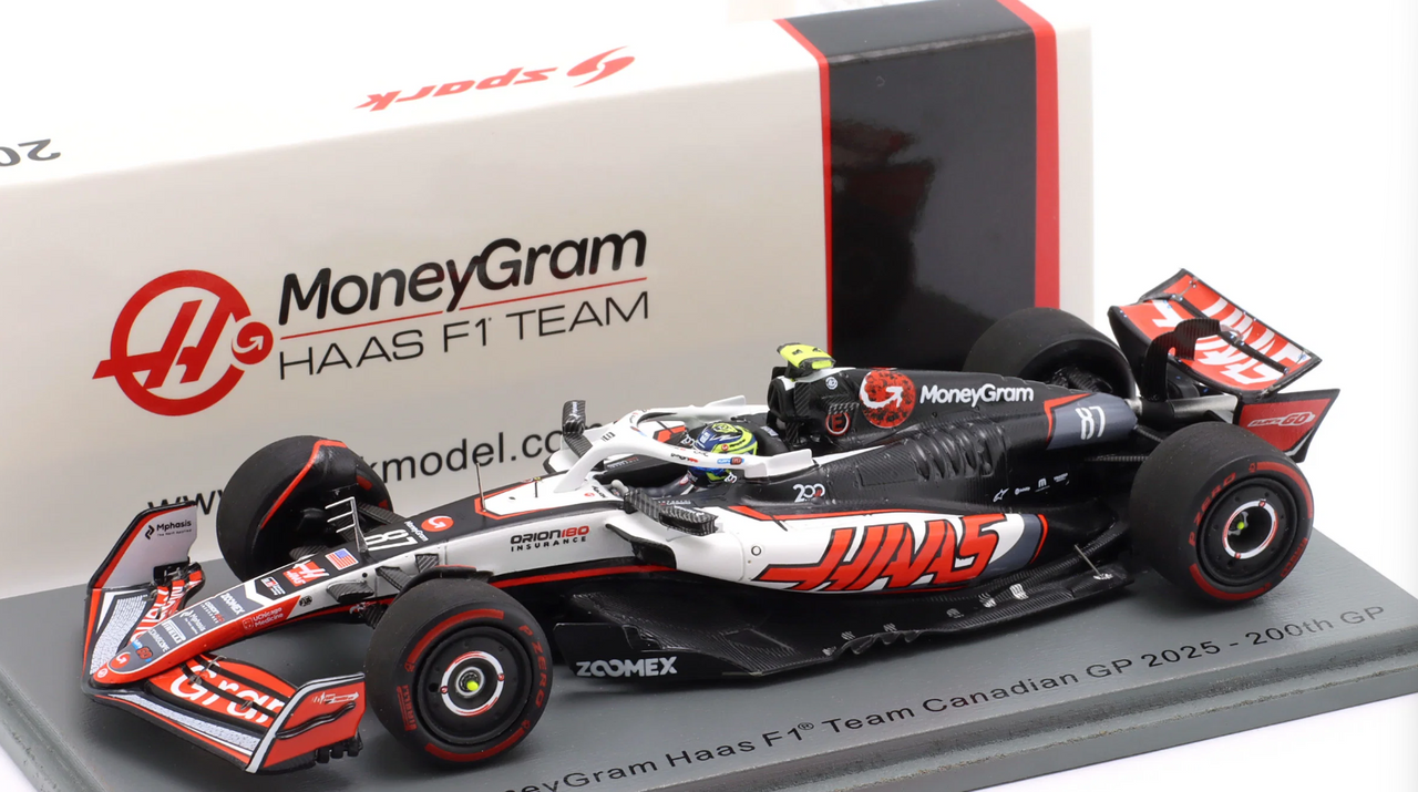 1/43 Spark Haas VF-25 No.87 MoneyGram Haas F1 Team Canadian GP 2025 - 200th GP Oliver Bearman Car Model