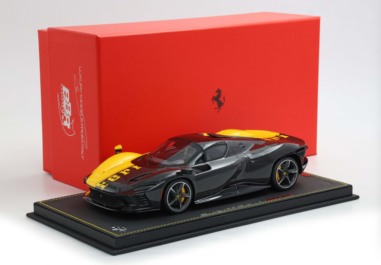 1/18 BBR Ferrari SP3 Daytona 599+1 Spider Closed Top (Modena Yellow & Carbon Fiber) Car Model Limited 99 Pieces