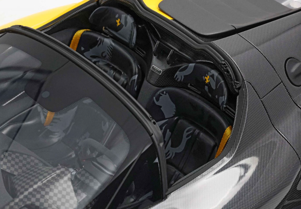 1/12 BBR Ferrari SP3 Daytona 599+1 Spider Closed Top (Modena Yellow & Carbon Fiber) Car Model Limited 99 Pieces