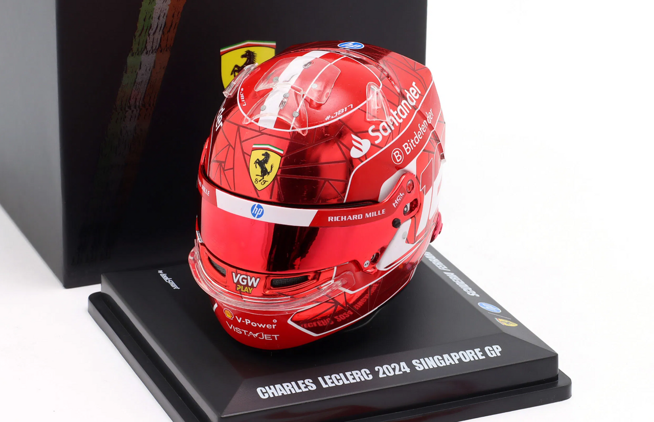 1/5 Looksmart 2024 Formula 1 Charles Leclerc #16 Scuderia Ferrari 5th Singapore GP Helmet Model
