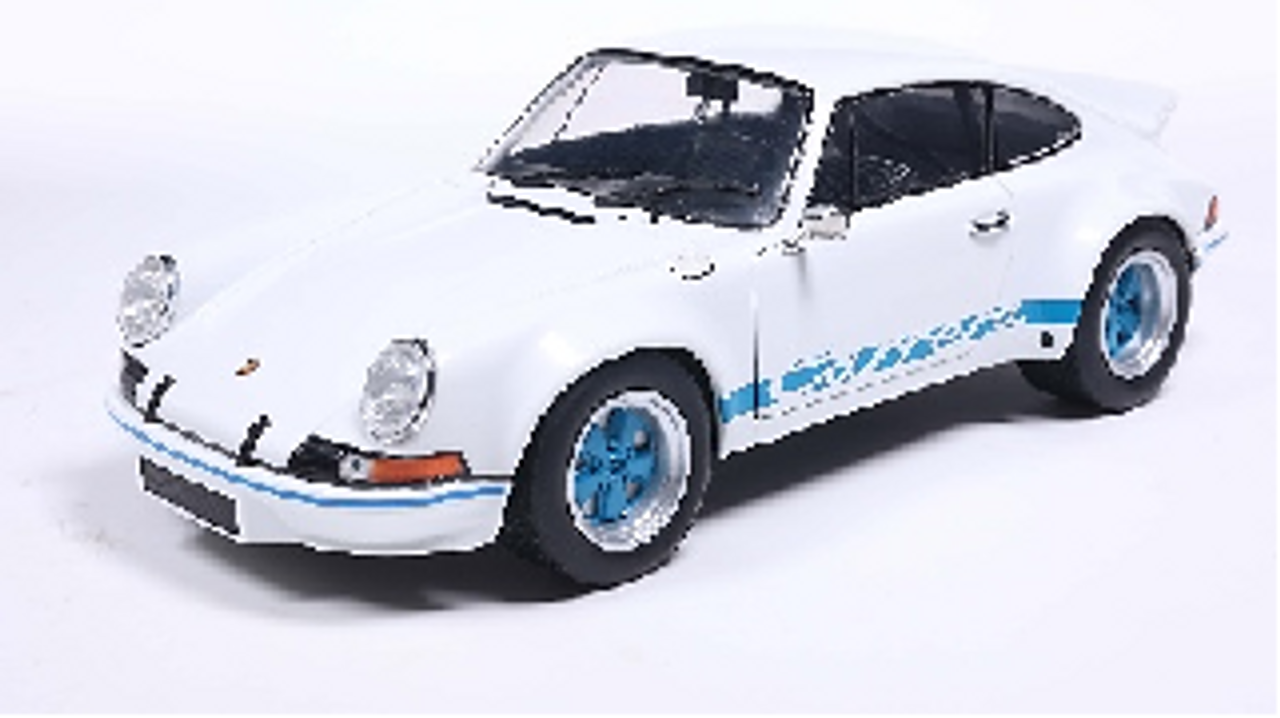 1/18 Solido 1973 Porsche 911 RSR (White with Blue Carrera Stripes) Diecast Car Model