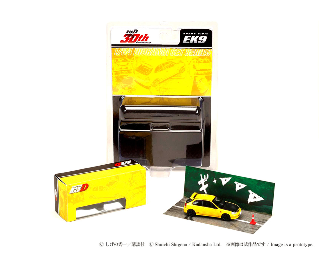 1/64 Hobby Japan Initial D 30th Anniversary Honda CIVIC (EK9) Todojuku INITIAL D Tomoyuki Tachi vs Takumi Fujiwara Diecast Car Model