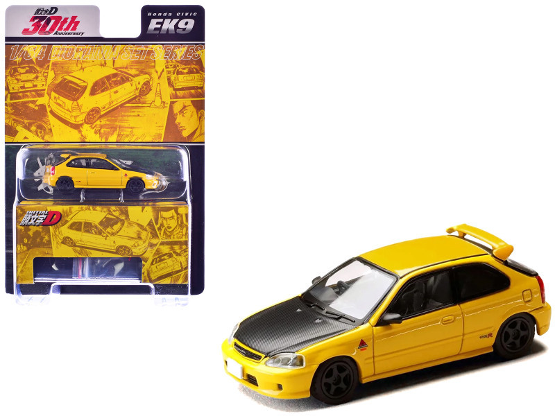 1/64 Hobby Japan Initial D 30th Anniversary Honda CIVIC (EK9) Todojuku INITIAL D Tomoyuki Tachi vs Takumi Fujiwara Diecast Car Model
