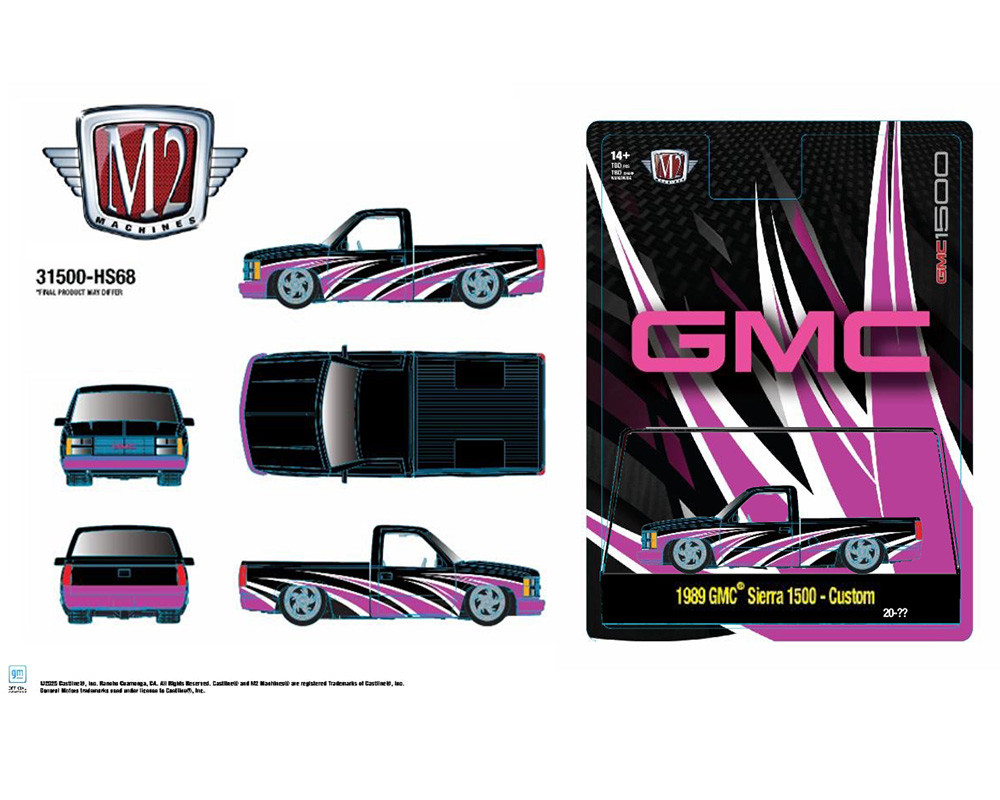 1/64 M2 Machines 1989 GMC Sierra 1500 (Custom Black Pink) Diecast