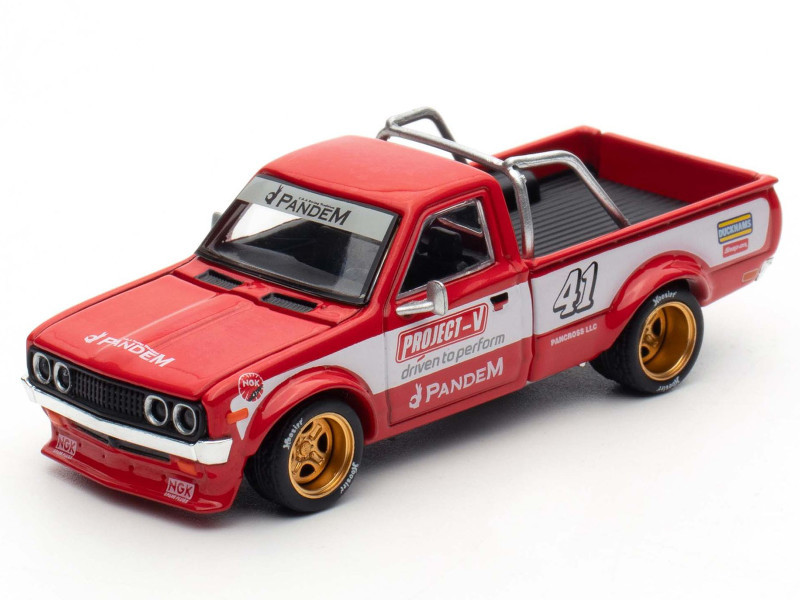 Datsun Pandem 620 Pickup Truck #41 Red Metallic with White Stripes
