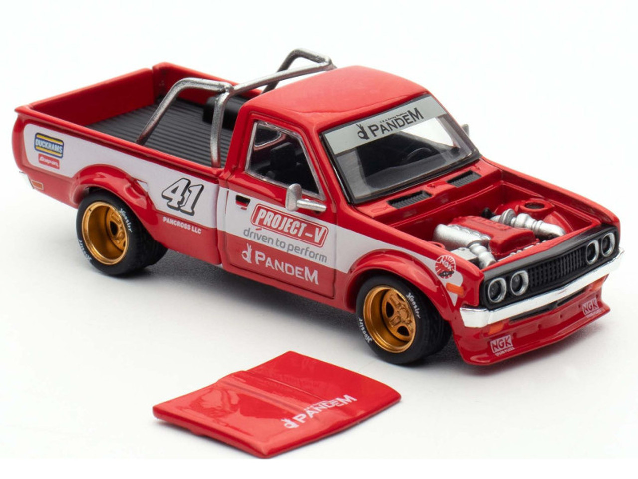 Datsun Pandem 620 Pickup Truck #41 Red Metallic with White