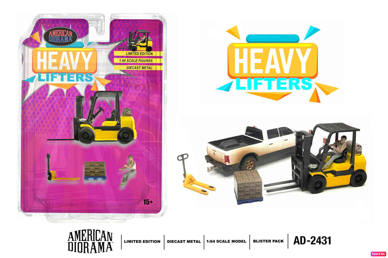 1/64 American Diorama Heavy Lifters Set Forklift & Figure Diorama