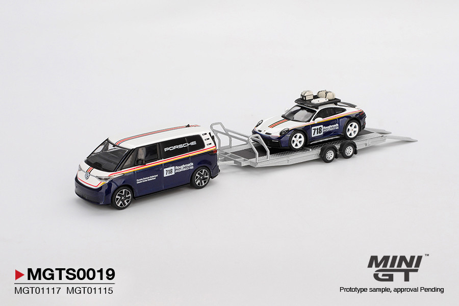 1/64 Mini GT Porsche 911 992 Dakar #718 & Volkswagen ID. Buzz