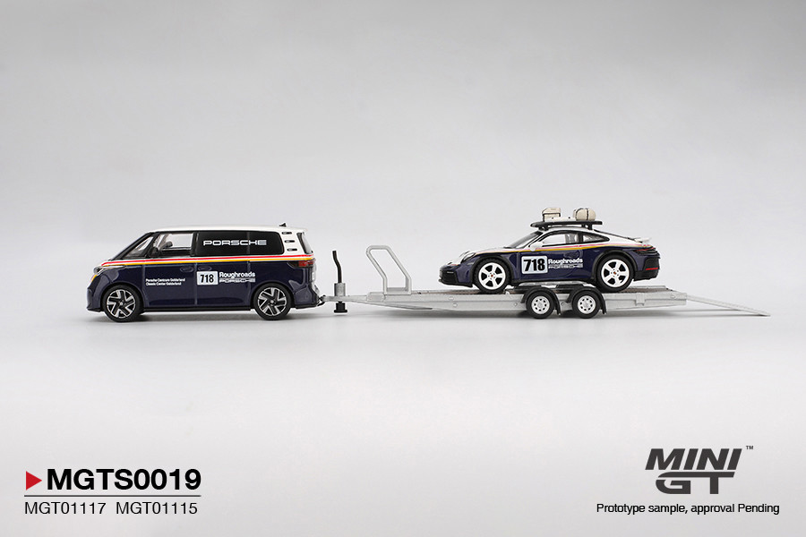 1/64 Mini GT Porsche 911 992 Dakar #718 & Volkswagen ID. Buzz