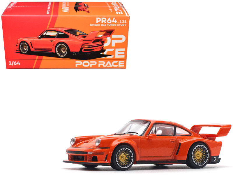 1/64 Poprace Porsche 911 964 Singer DLS Turbo (Orange) Diecast Car Model