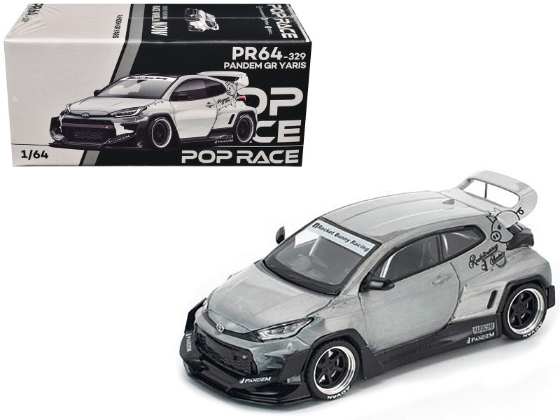 ミニカー PANDEM GR YARIS (4BA) Silver With Engine 1/64 Poprace Toyota Pandem GR Yaris Event Special (Raw Metal