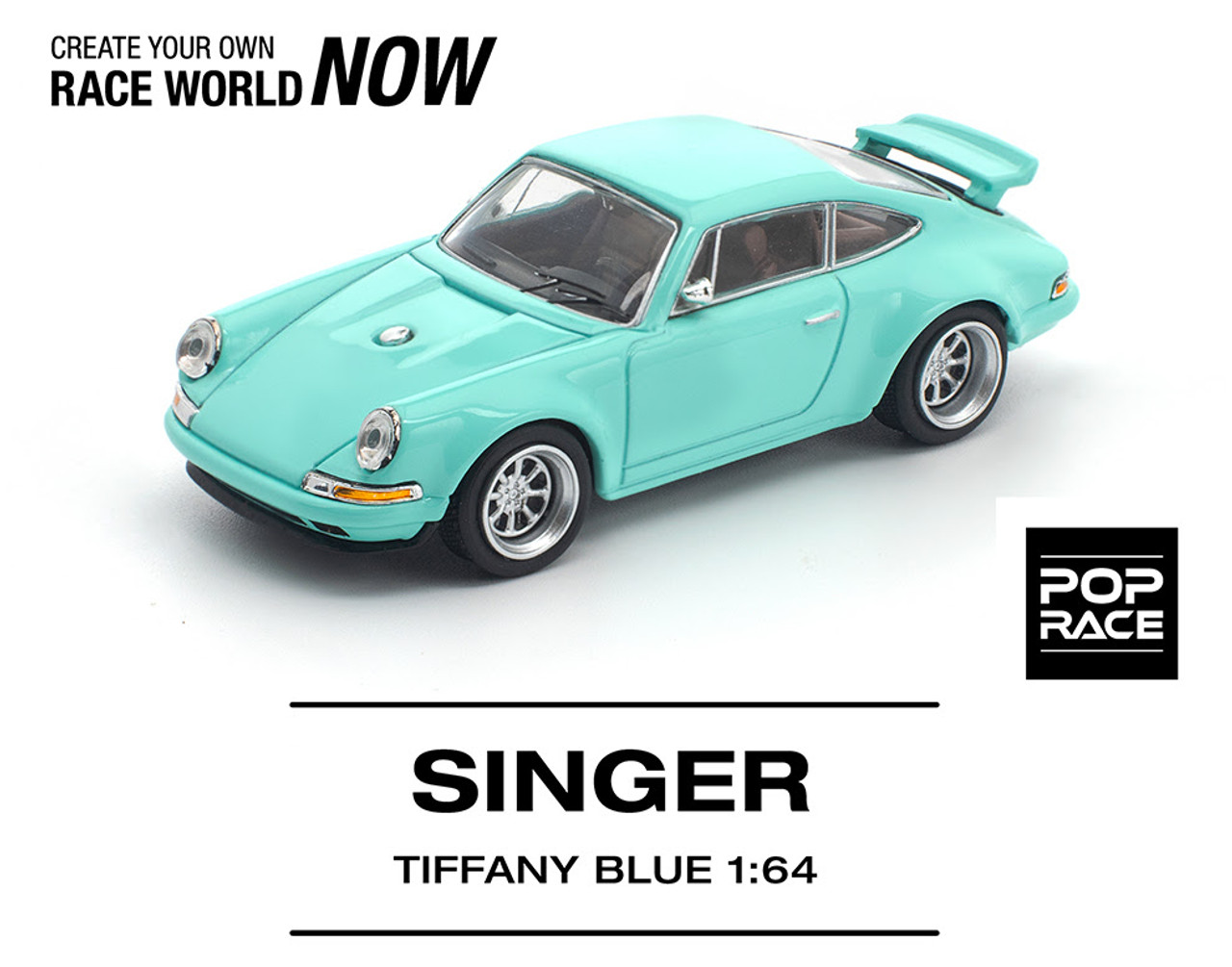 1/64 Poprace Porsche 911 964 Singer (Tiffany Blue) Diecast Car Model