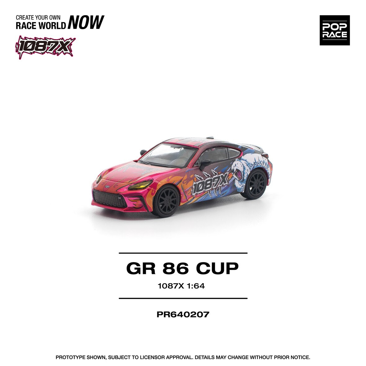 1/64 Poprace Toyota GR86 1087X Cup (Red) Diecast Car Model