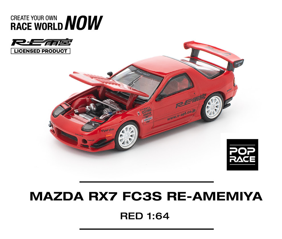 その他 AM 1/64 Poprace Mazda RX-7 RX7 FC3S RE-Amemiya (Red) Diecast Car