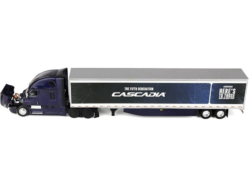 1/64 First Gear Freightliner® Fifth Generation Cascadia® Raised Roof Sleeper & 53’ Utility® Trailer with Skirts (Midnight Blue) Diecast Model