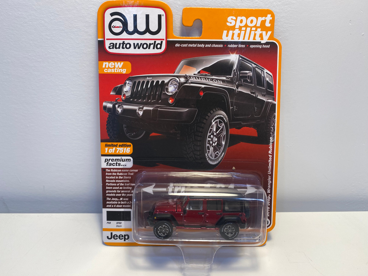 CHASE CAR 1/64 Auto World 2018 Jeep Wrangler Unlimited (Metallic Red) Diecast Car Model