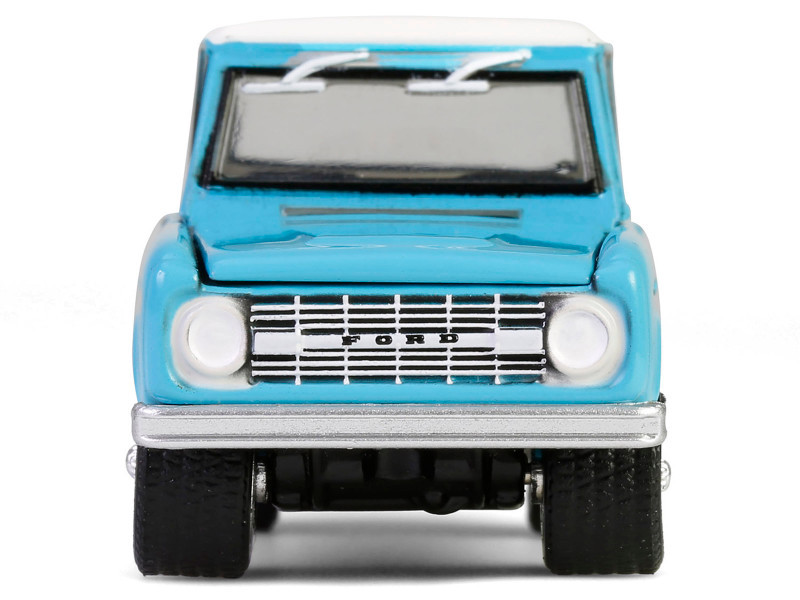 1966 Ford Bronco Custom SUV Turquoise Blue with White Top "Barrett-Jackson" Series 15 1/64 Diecast Model Car by Greenlight
