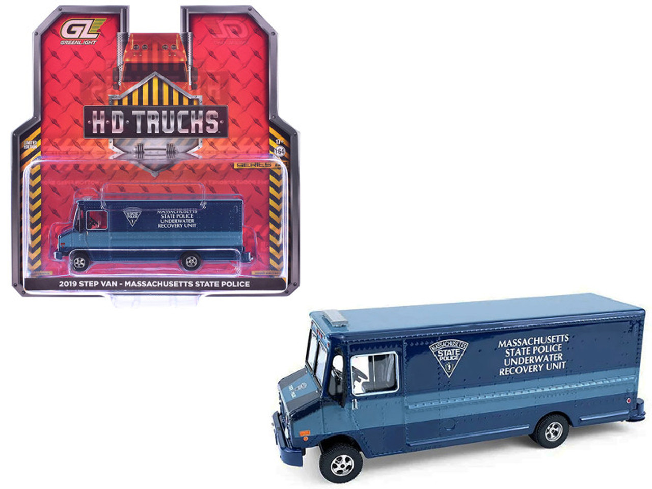 2019 Step Van "Massachusetts State Police Underwater Recovery Unit" Blue Two-Tone "H.D. Trucks" Series 26 1/64 Diecast Model Car by Greenlight