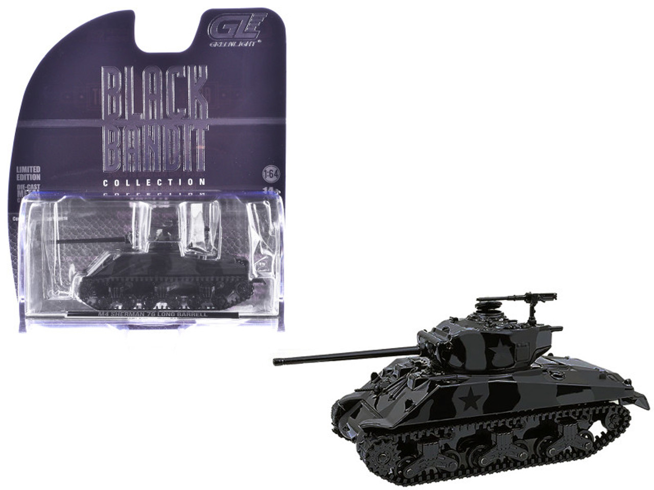 M4 Sherman 76 Long Barrell Tank Black Camouflage "Black Bandit" Series 30 1/64 Diecast Model Car by Greenlight M4 Sherman 76 Long Barrell Tank Black Camouflage "Black Bandit" Series 30 1/64 Diecast Model Car by Greenlight