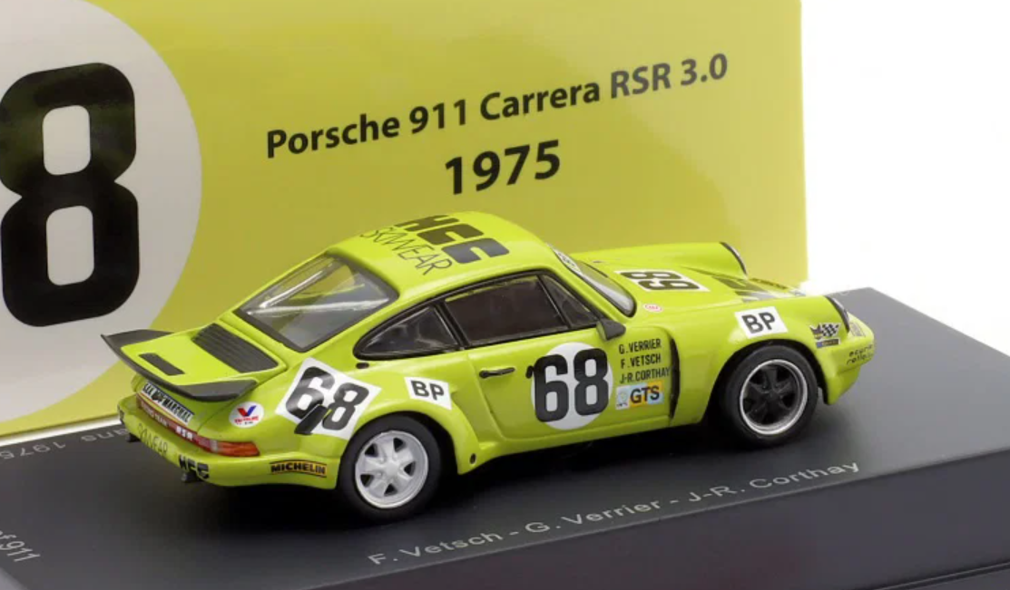 1/64 Spark Porsche 911 Carrera RSR 3.0 No.68 24H Le Mans 1975 F. Vetsch - G. Verrier - J-R. Corthay Car Model