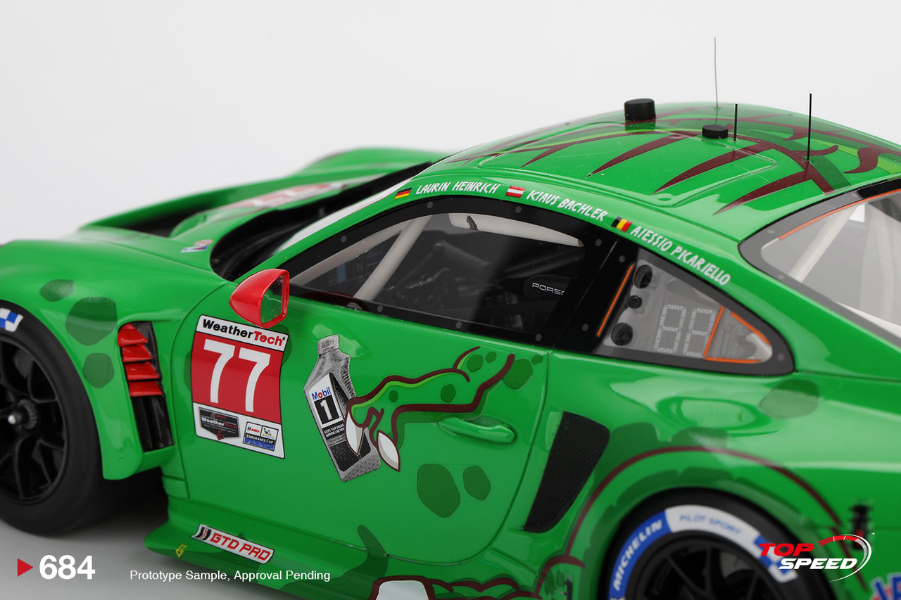1/18 Top Speed 2025 Porsche 911 GT3 R (992) #77 AO Racing 2025 IMSA Sebring 12 Hrs Class Winner Car Model