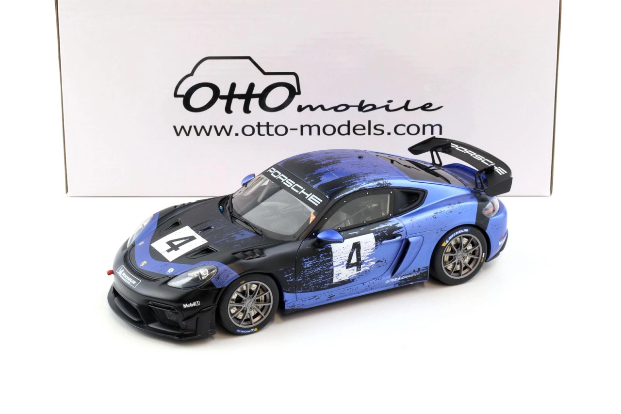 1/18 OTTO 2021 Porsche Cayman 718 GT3 RS Clubsport #4 (Blue) Car Model