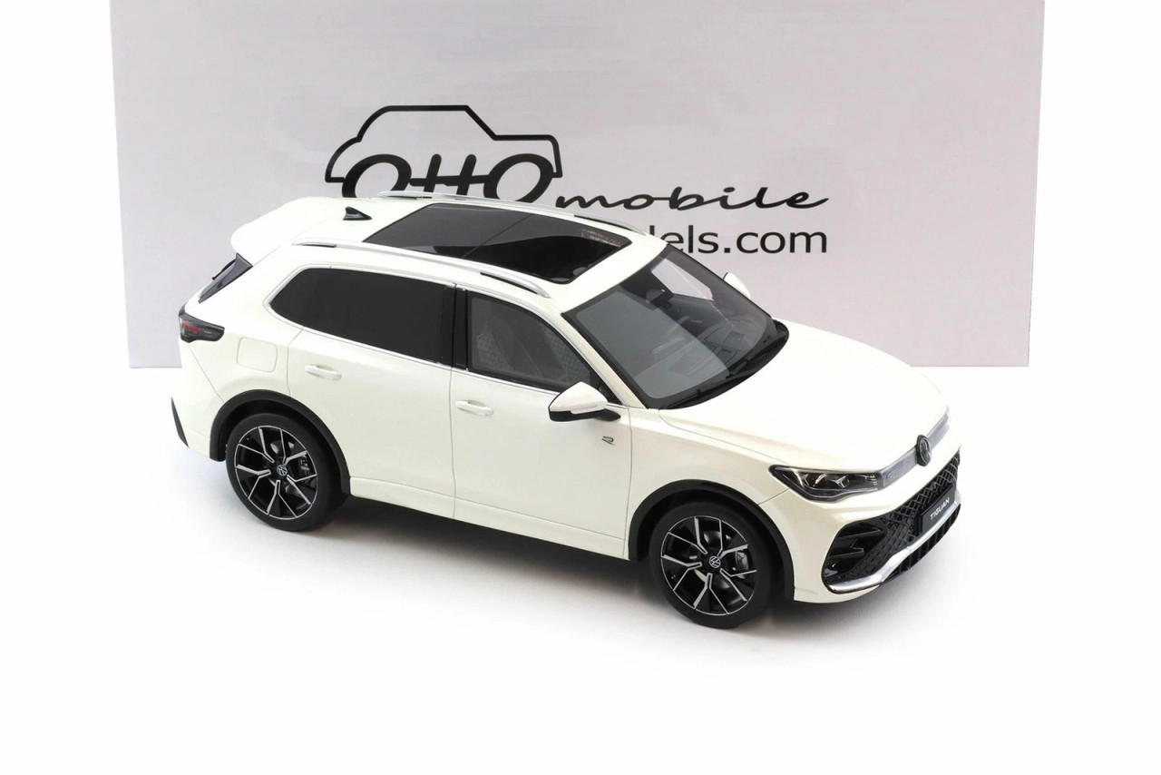 1/18 OTTO 2024 Volkswagen Tiguan E TSi R-Line Oryx White Pearl Car