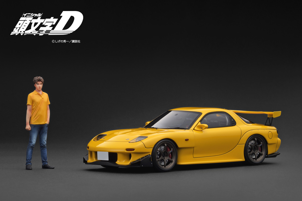 1/18 Ignition Model IG INITIAL D Mazda RX-7 (FD3S) (Yellow )with Mr. Keisuke Takahashi Figure Car Model
