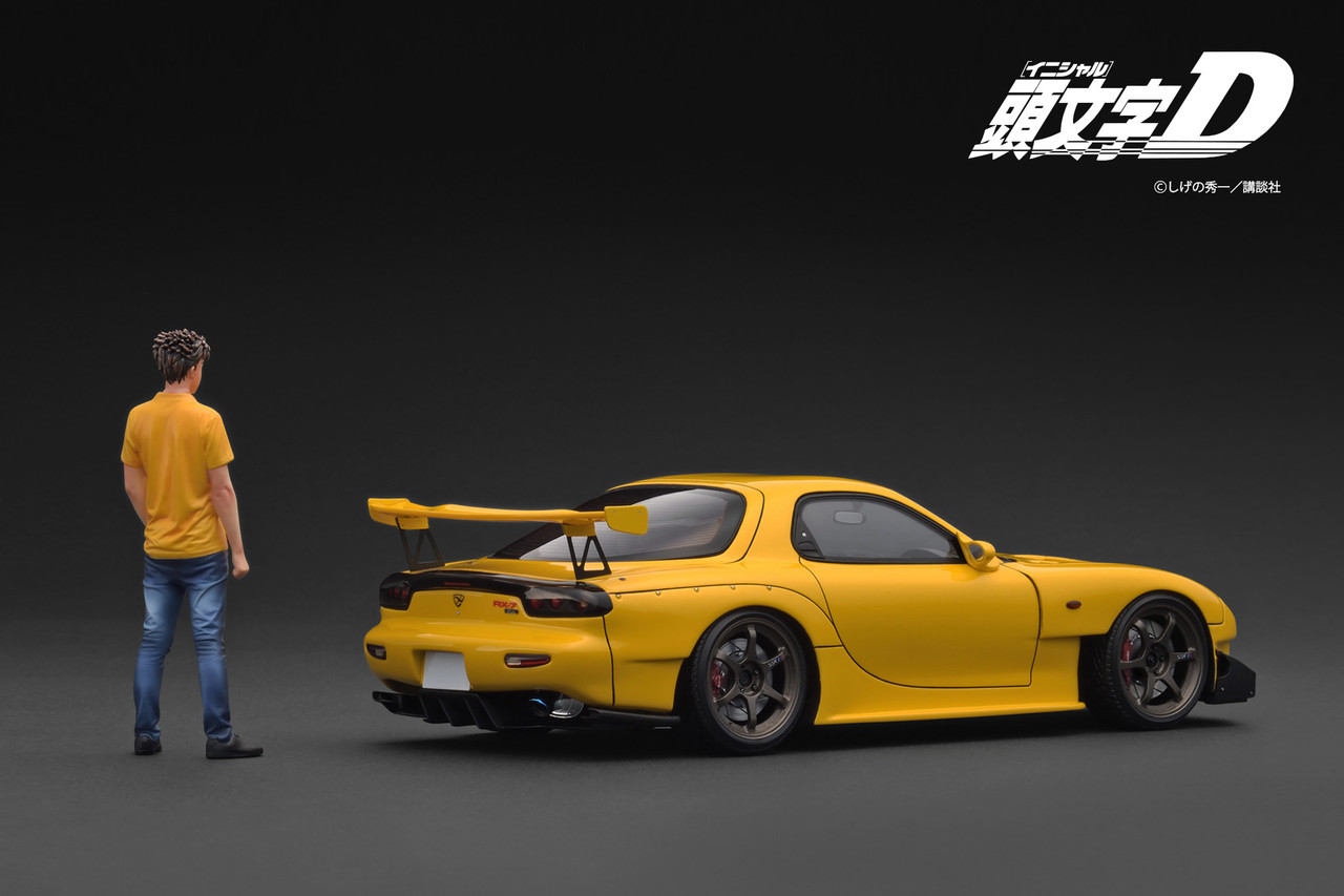 1/18 Ignition Model IG INITIAL D Mazda RX-7 (FD3S) (Yellow )with Mr. Keisuke Takahashi Figure Car Model