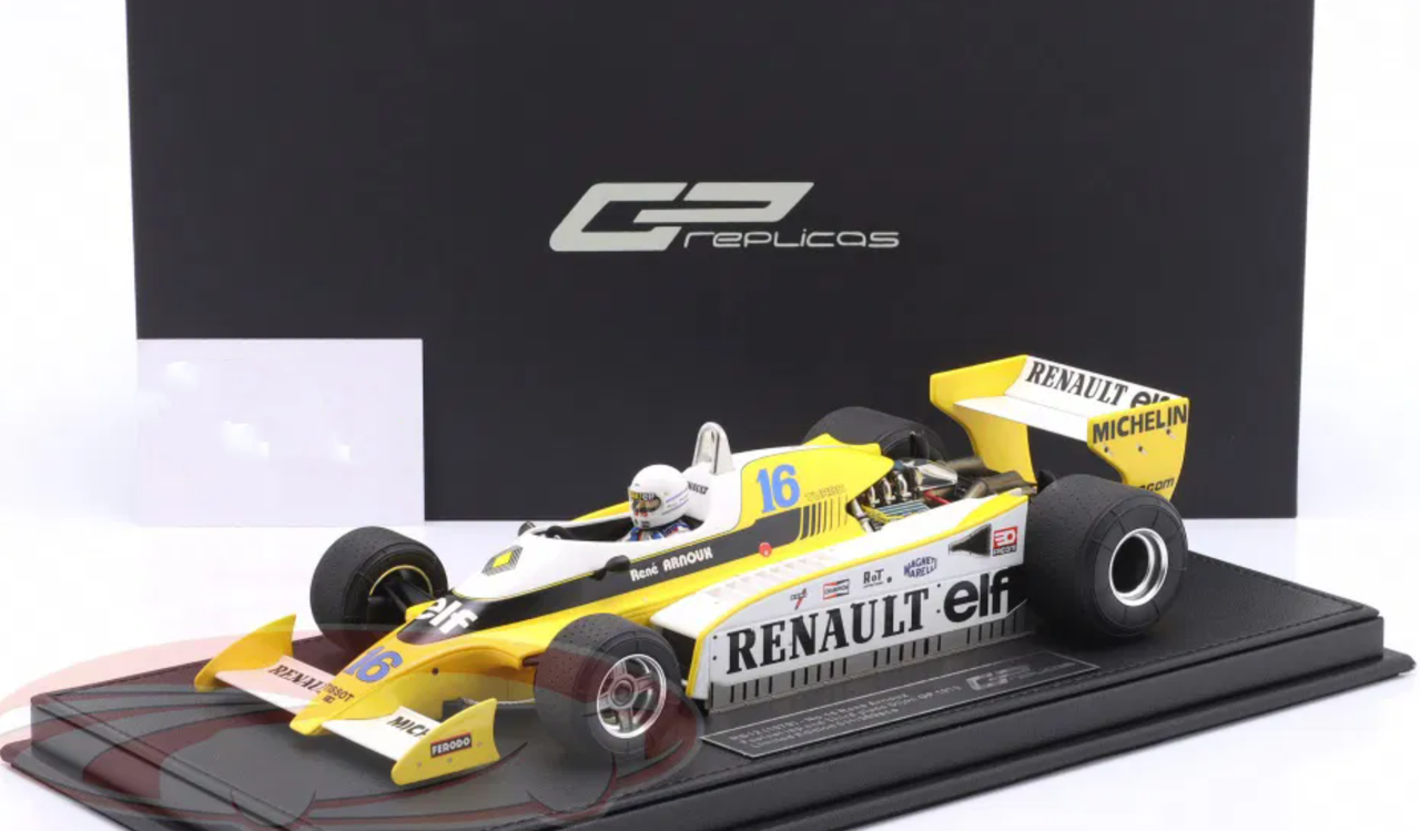 1/18 GP Replicas 1979 Formula 1 Rene Arnoux Renault RS10 #16 3rd French GP Car Model