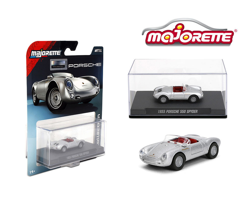 1/64 Majorette 1955 Porsche 550 Spyder (Silver) Diecast Car Model