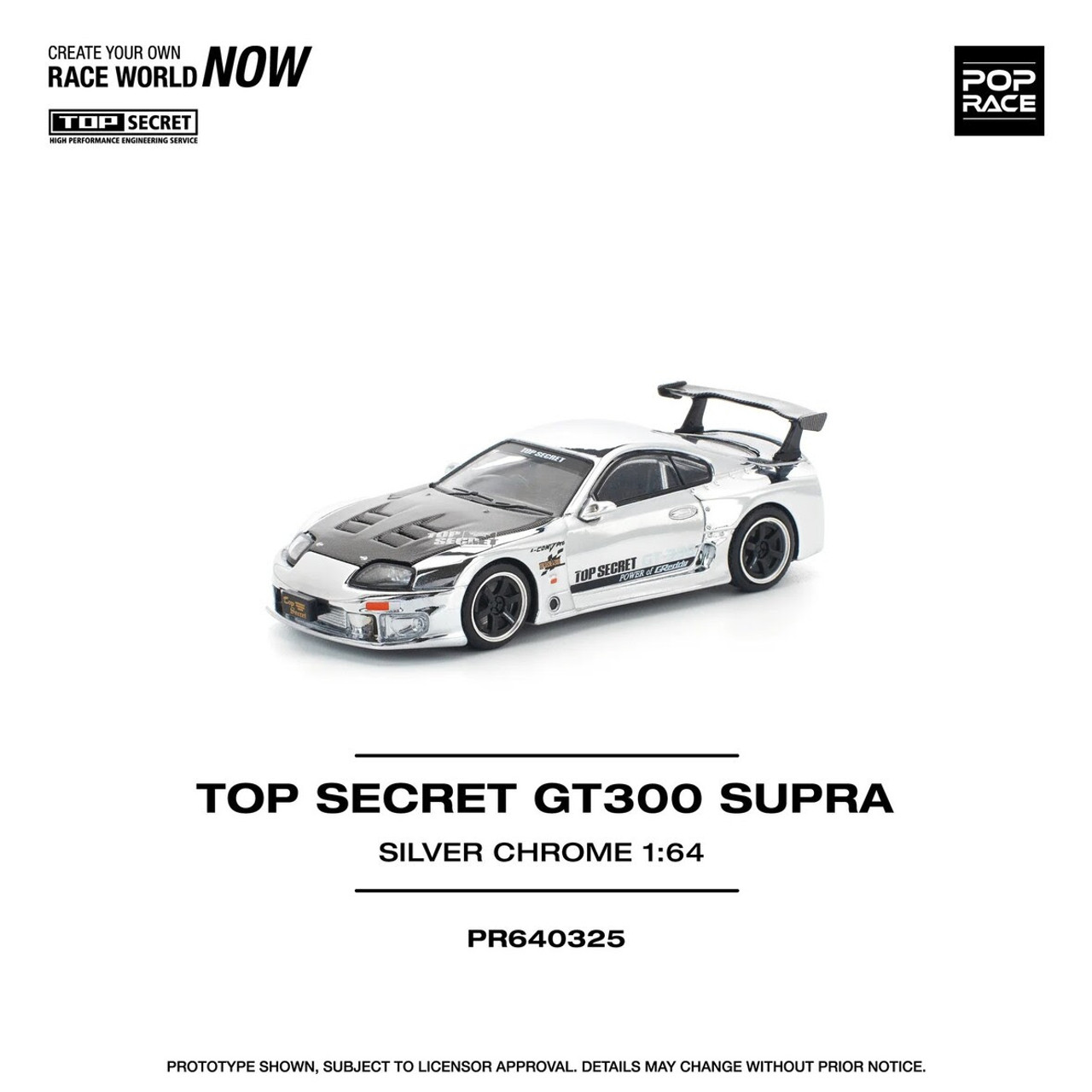 1/64 Poprace Toyota Top Secret GT300 Supra (Silver) Diecast Car Model